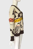 Cat Print V-Neck Cardigan