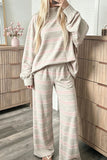 Striped Mock Neck Wide-Leg Pants Set