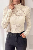 Floral Lace Mock Neck Long Sleeve Blouse