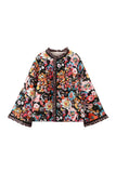 Floral Quilted Tweed Trim Coat