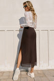 High-Waist Side-Slit Midi Skirt
