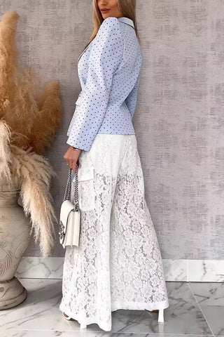 Lace Wide-Leg Casual Pants