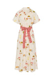 Belted Vacation Print Midi Dress