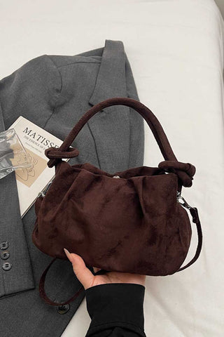 Knotted Handle Suede Shoulder Bag