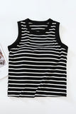 Striped Crew Neck Built-In Bra Tank
