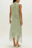 Elegant Lace Trim Skirt Set