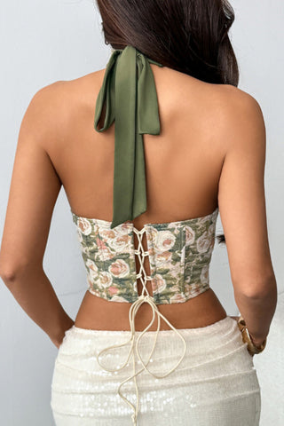 Halter Neck Floral Corset Top