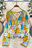 Crochet V-Neck Long Sleeve Cardigan