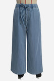 Tie-Front Denim Wide-Leg Pants Set