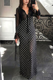 Zebra-Print V-Neck Long Sleeve Dress