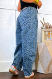 Zebra Print High-Waist Barrel Jeans