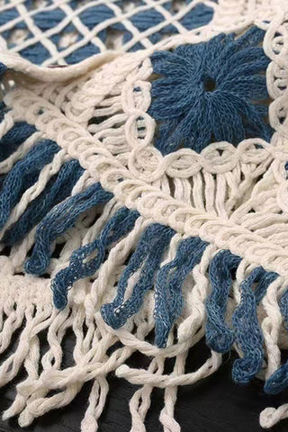Crochet Button Front Fringe Vest