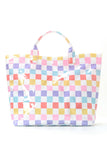 Striped Tote Bag with Glossy Finish