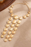 Hammered Metal Disc Layered Statement Necklace