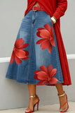 Floral-Accent Midi Skirt
