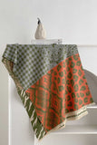 Mixed Print Patchwork Fringe Wrap Scarf