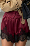 Lace Hem Elastic Waist Casual Shorts
