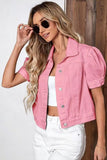 Puff Sleeve Crop Denim Jacket