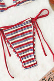 Striped Bikini Set with Tie Details