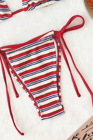 Striped Bikini Set with Tie Details