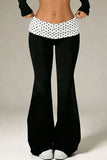 Polka Dot Ruched Waist Flare Casual Pants