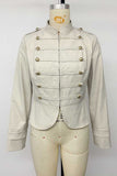 Button Mock Neck Military Jacket
