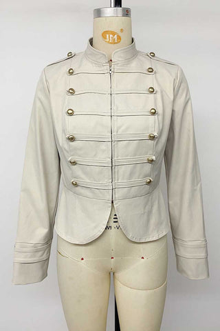 Button Mock Neck Military Jacket