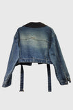 Contrast Collar Crop Denim Jacket