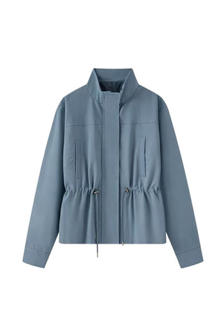 Stand Collar Drawstring Waist Jacket