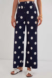 Polka Dot Button High-Waist Straight Jeans