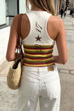 Graphic Halter Striped Crop Top