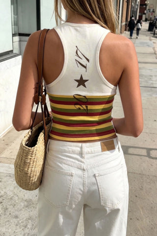 Graphic Halter Striped Crop Top