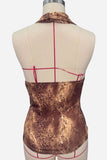Ruched Halter Snake Print Tank