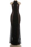 Ruched Halter Neck Evening Dress