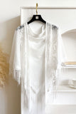 Floral Lace Open Front Fringe Cape