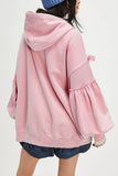 Tie-Sleeve Puff Zip-Up Hoodie