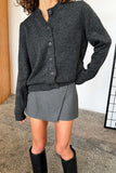 Ribbed Crew Neck Button-Front Cardigan
