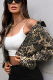 Leopard Print Crop Denim Jacket