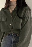 Ribbed Button-Front Collared Jacket