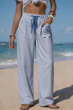 Drawstring Pocket Striped Pants