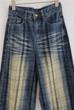 Plaid Fade Wide-Leg Straight Jeans