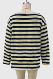 Striped Boat-Neck Long-Sleeve Top