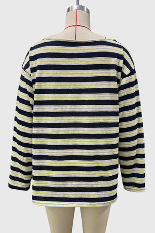 Striped Boat-Neck Long-Sleeve Top