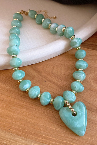 Heart Pendant Beaded Necklace