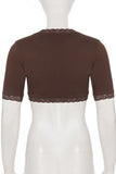 Floral Lace Tie-Front Crop Top