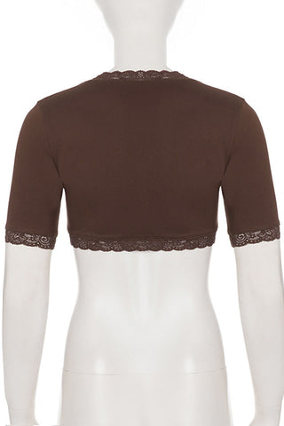 Floral Lace Tie-Front Crop Top