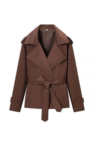 Notched Collar Belted Wrap Coat