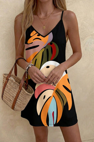 Printed Spaghetti Strap Casual Dress