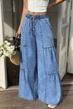 Drawstring Baggy Denim Pants