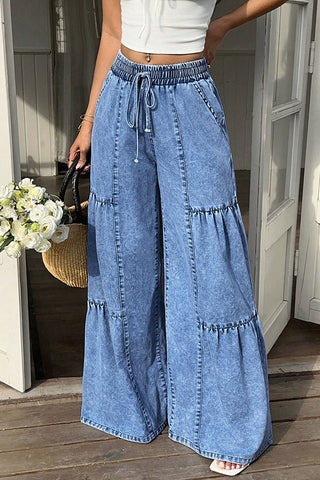 Drawstring Baggy Denim Pants